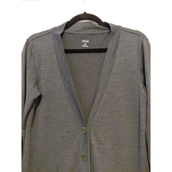 Icebreaker Women’s Cardigan Button Front Pockets Gray Small - Picture 2 of 6